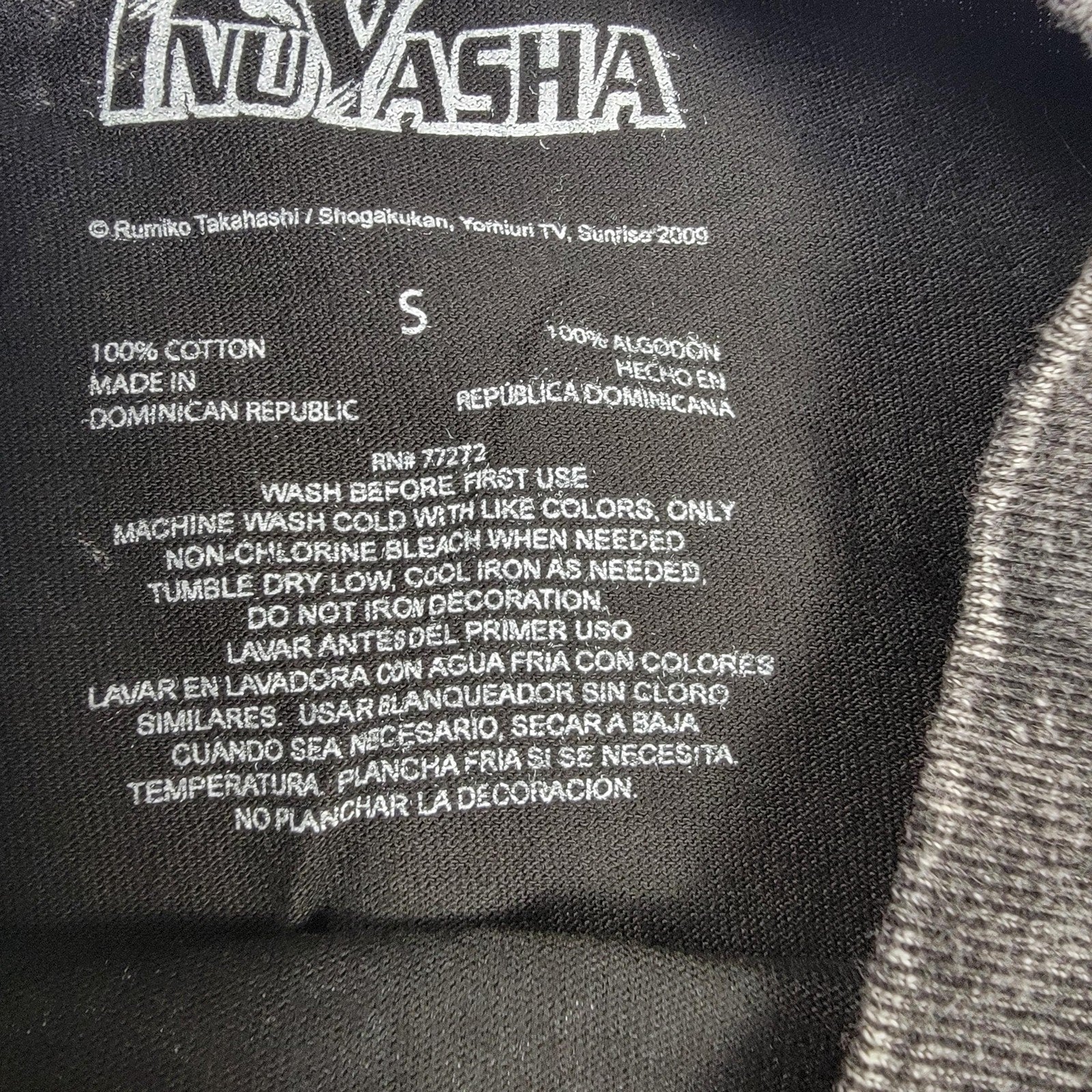 InuYasha Sesshomaru Shirt Unisex Small Black Anime Manga Graphic Tee New