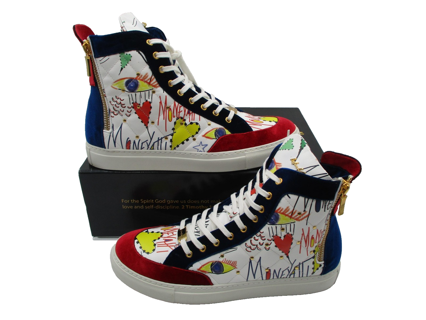 MoneYatti Classico Hi Top Mens Size 13.5 White Multi Color Master P Made Italy3