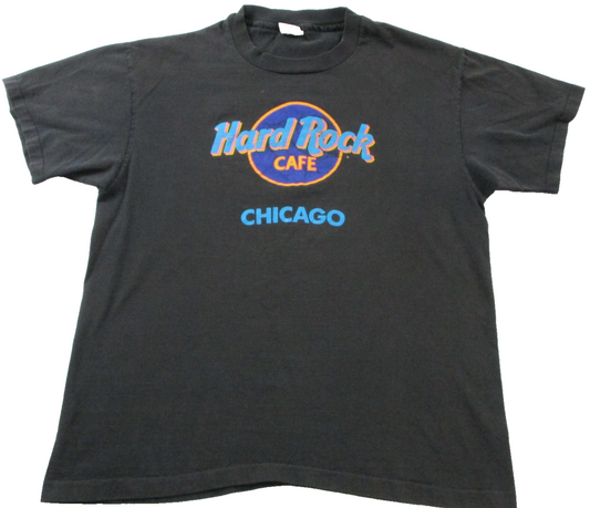 Hard Rock Cafe Chicago Shirt Mens XL Black Graphic Music Tee Made In USA 15770
