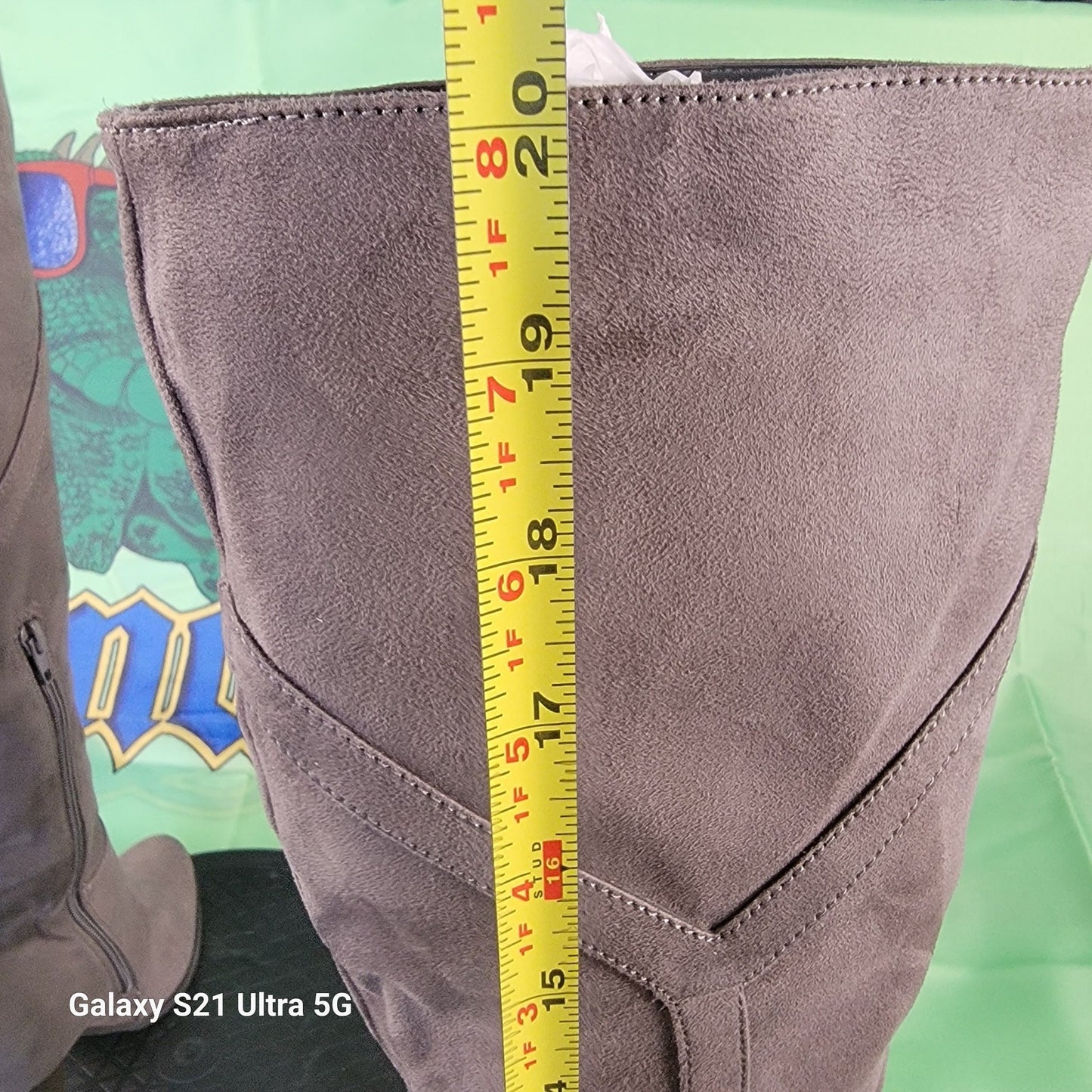 Journee Collection Kyllie Almond Toe Block Heel Zip Up Riding Boot Sz 8.5 Gray5