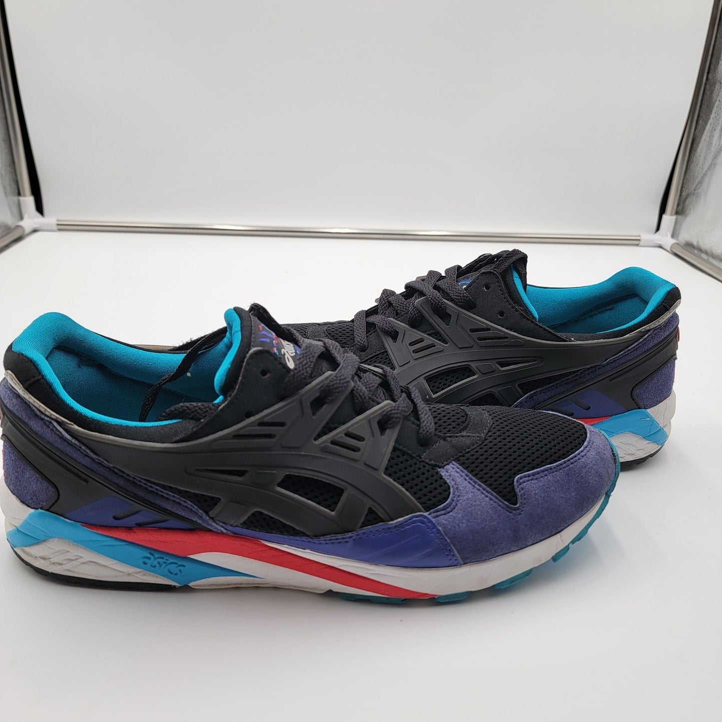 ASICS GELKayano Trainer Men's 10.5 Black Purple Blue Retro Running Shoes