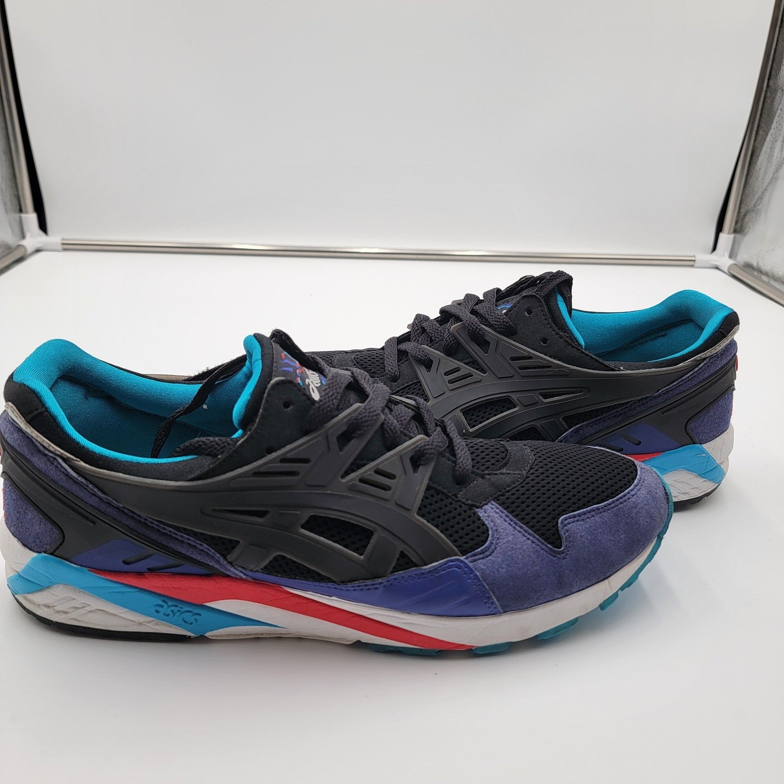 ASICS GELKayano Trainer Men's 10.5 Black Purple Blue Retro Running Shoes