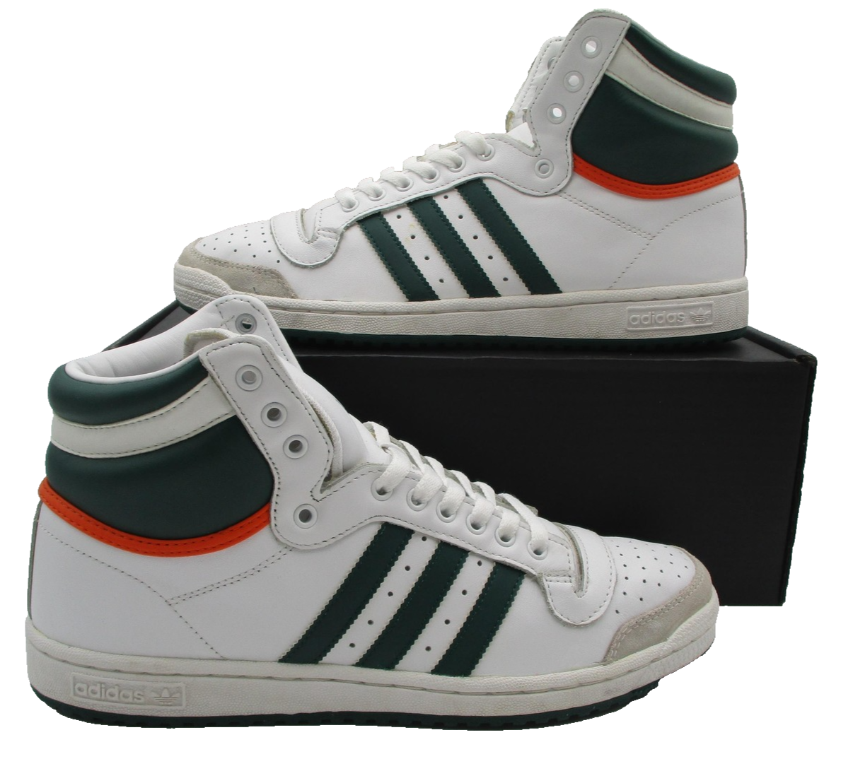 Adidas Top Ten Mens Size 10 White Green Orange High Top Basketball EF2516 (1S2)0
