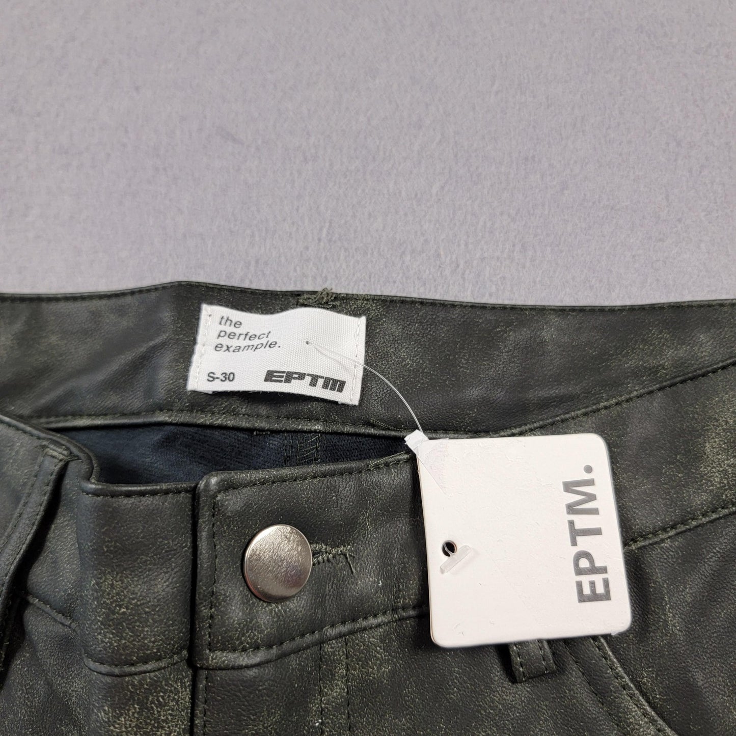 EPTM Pants Womens Small Black Coated Flare Faux Leather Stretch Y2K Style