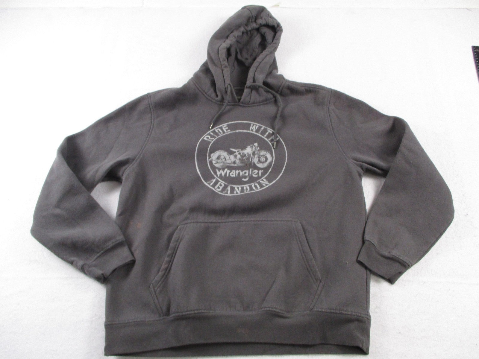 Wrangler Hoodie Mens Large Gray Fleece Ride With Abandon Motorcycle Graphic0