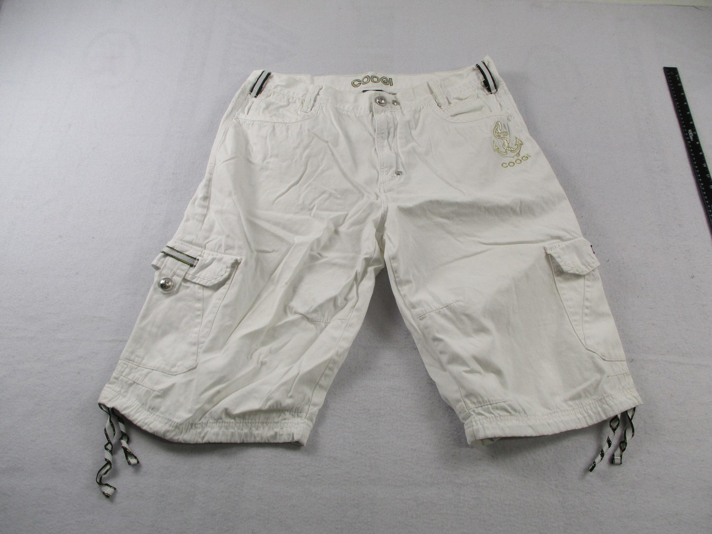 COOGI Shirt & Cargo Shorts Mens 42 White Nautical Anchor Crest Graphic Set 167511