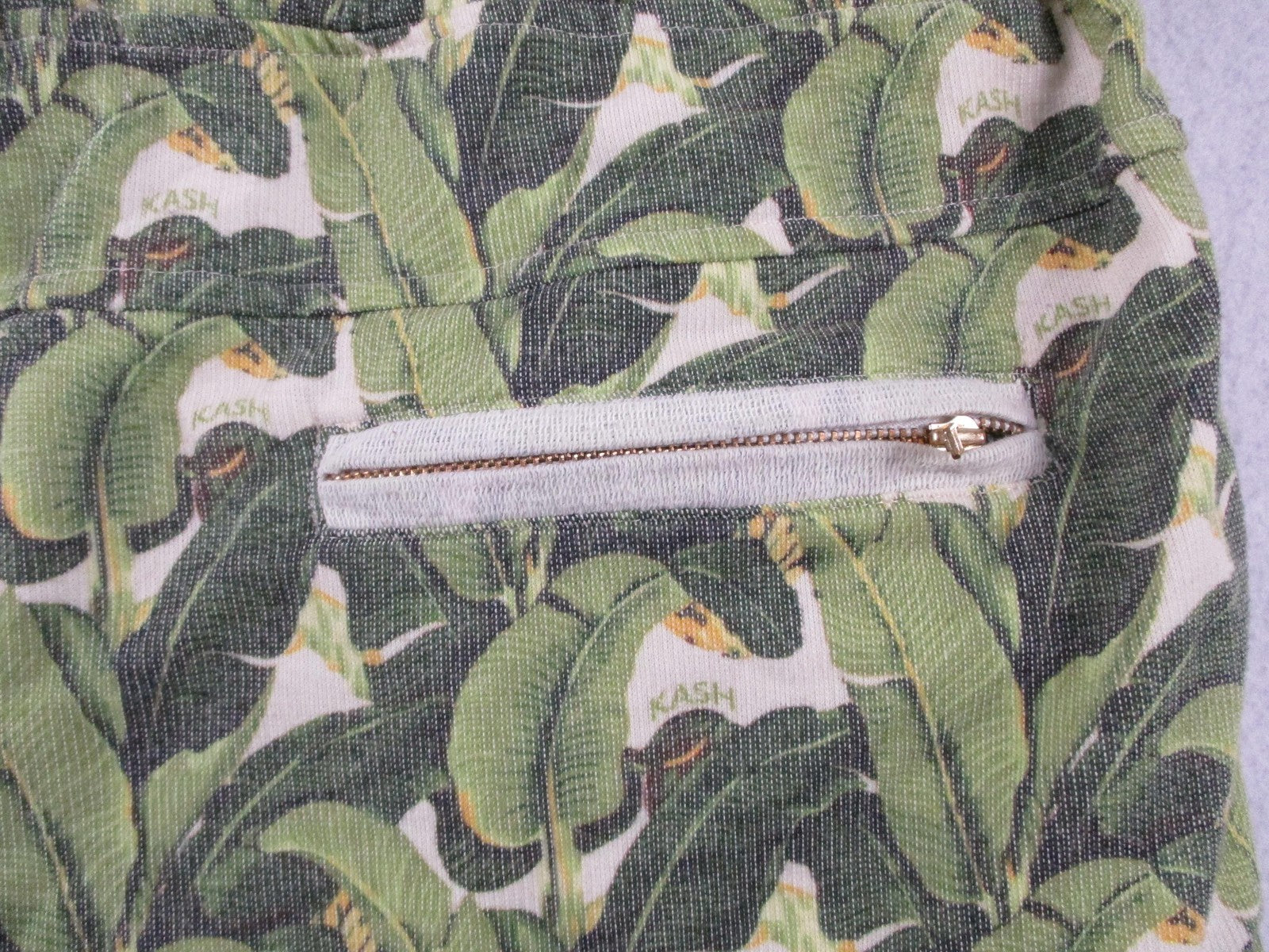KASH Sweatsuit Set Mens Large Green Tropical Leaf Hoodie Shorts 2 Piece USA 167420