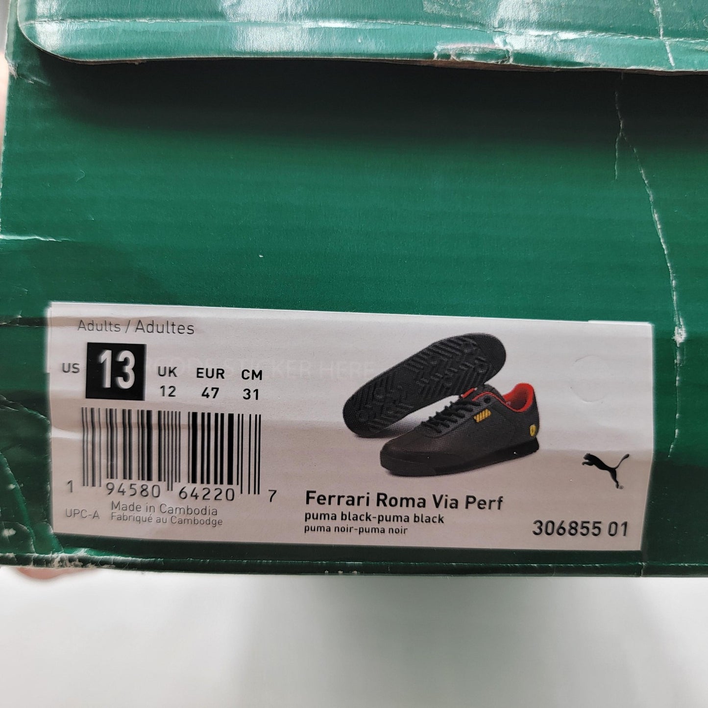 Puma Ferrari Roma Via Perf Shoes Mens Size 13 Black Red Driving Style 306855018