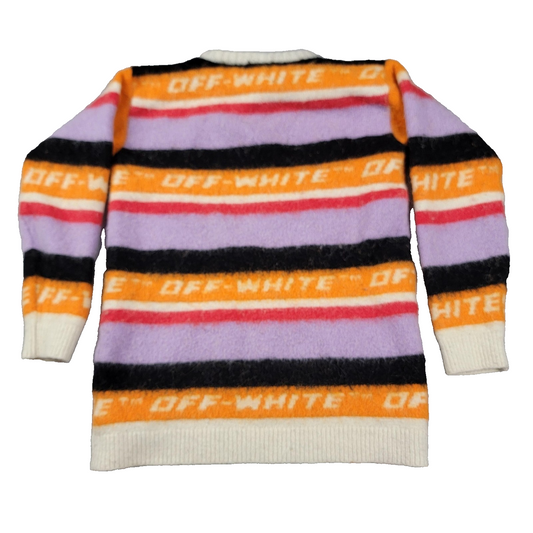OffWhite Sweater Kids Size 10 MultiColor Stripe Logo Alpaca Wool Blend