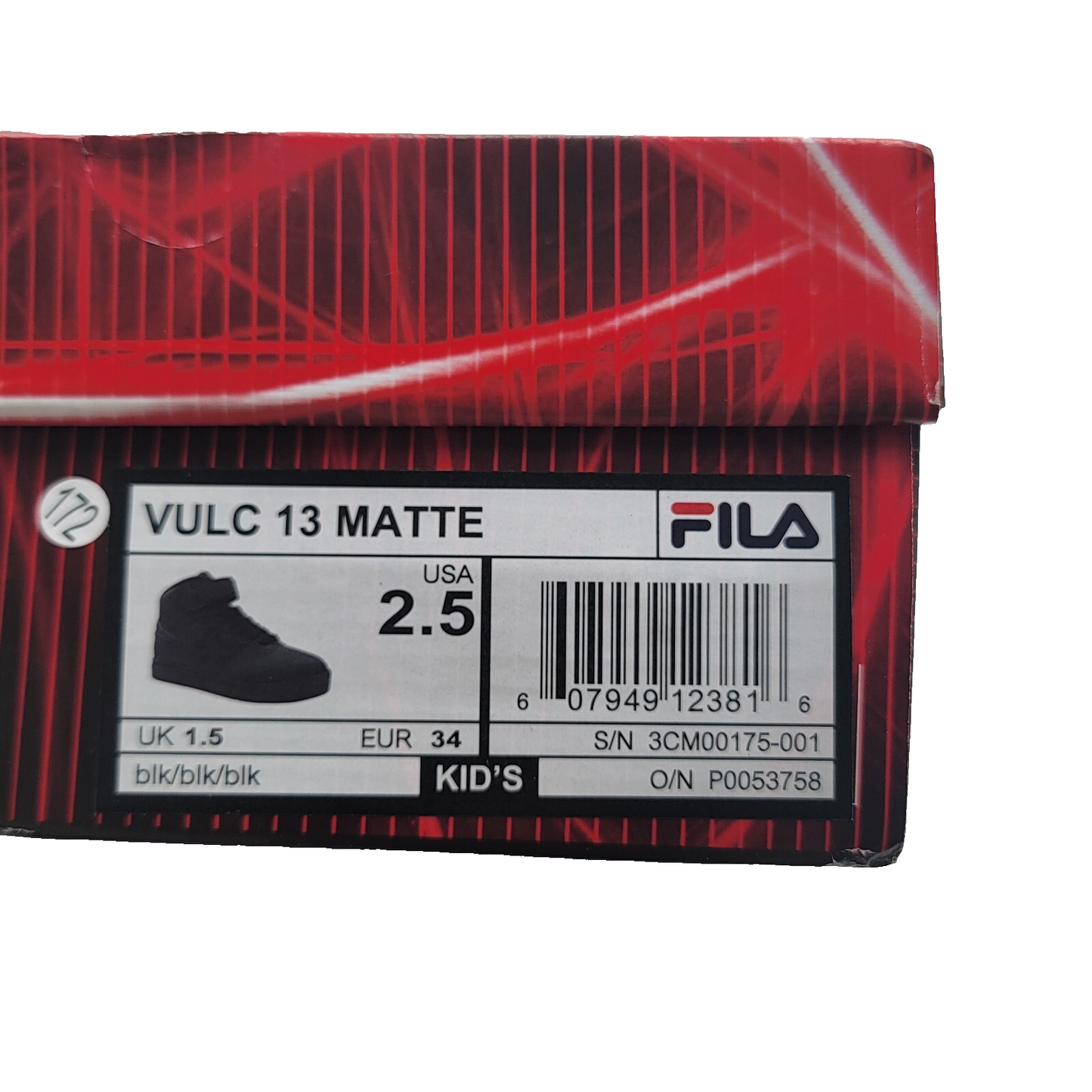FILA® Vulc 13 Matte Kid's Sz 2.5 Triple Black 3CM00175-001 NIB7