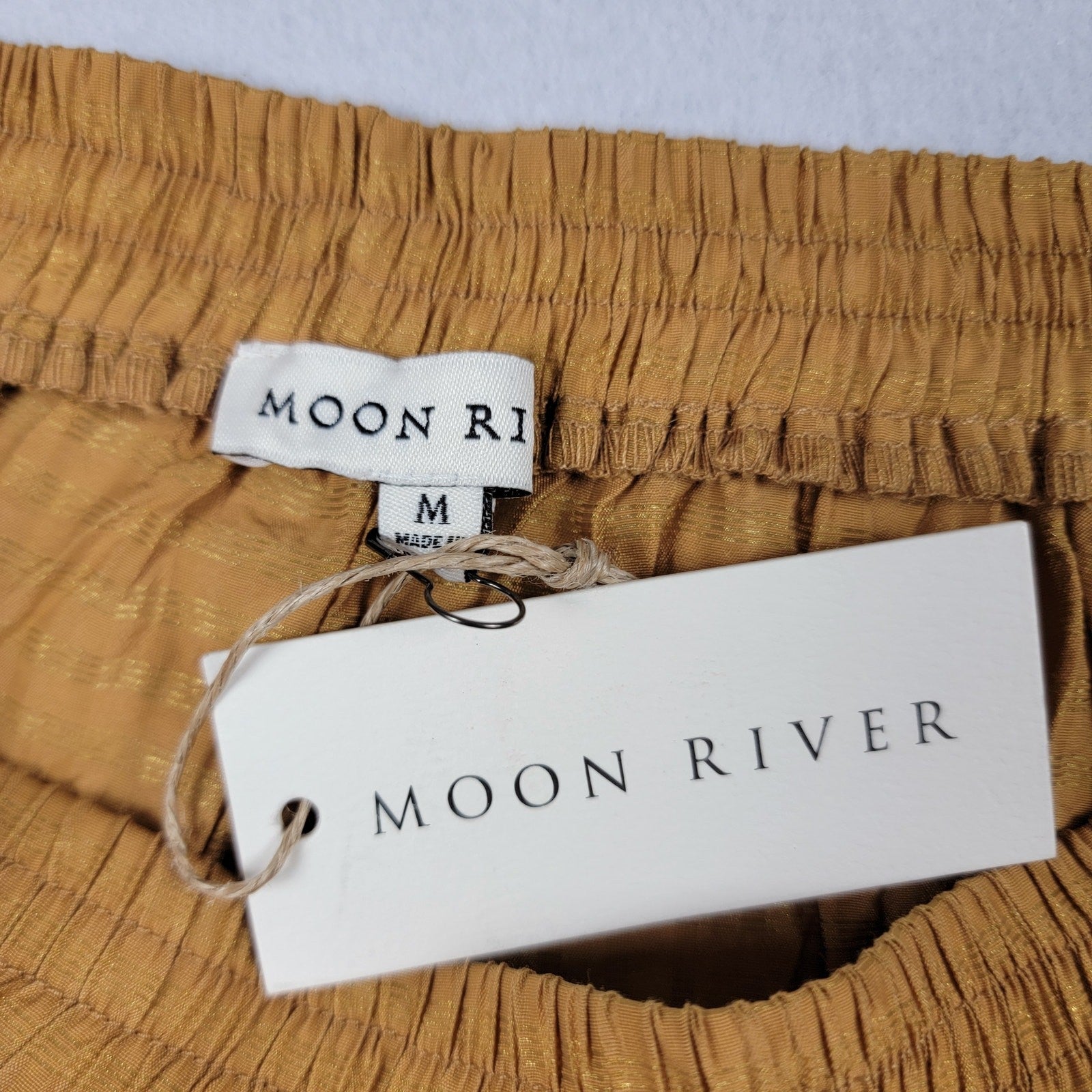 Moon River Tiered Ruffle Maxi Skirt Mustard Gold Stripe Women’s Size M New 8462