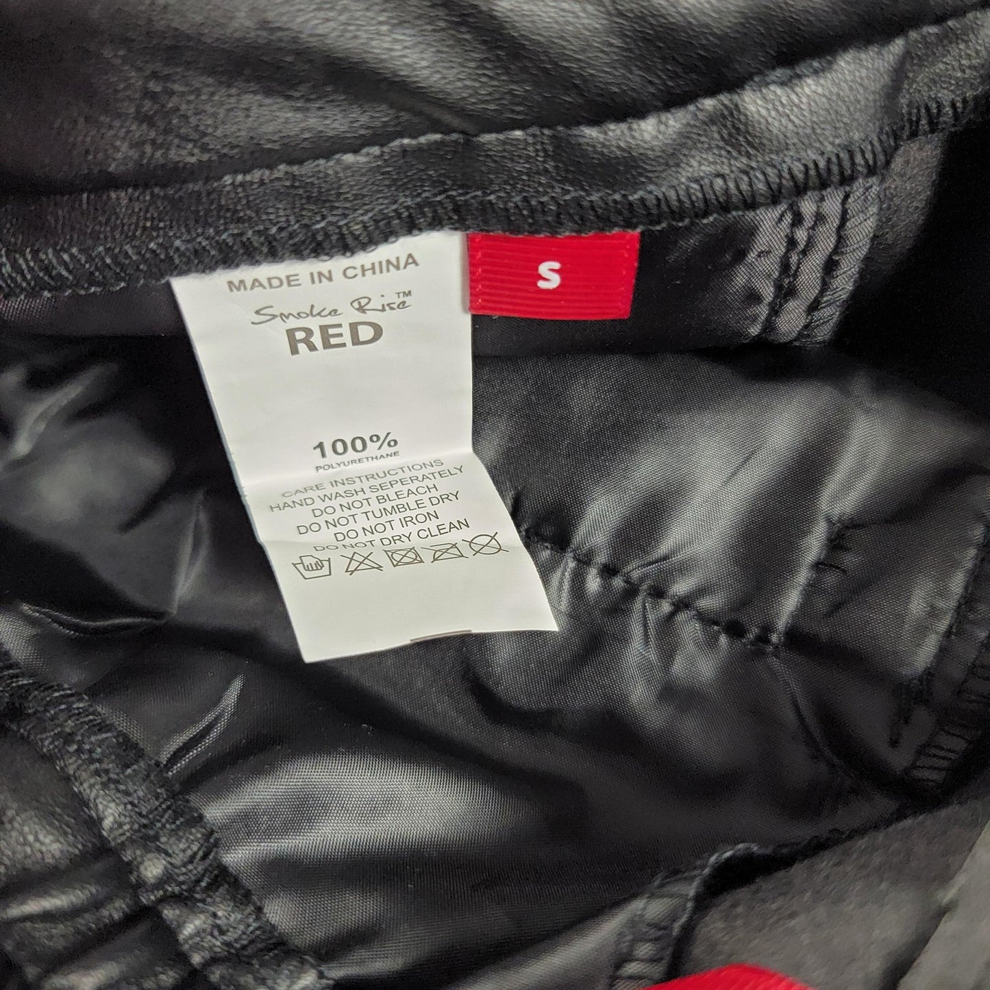 Smoke Rise Red Pants Mens Small Black Cargo Faux Leather Multi Pocket