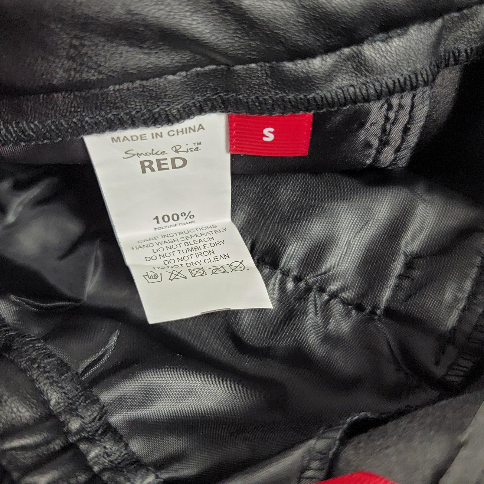 Smoke Rise Red Pants Mens Small Black Cargo Faux Leather Multi Pocket