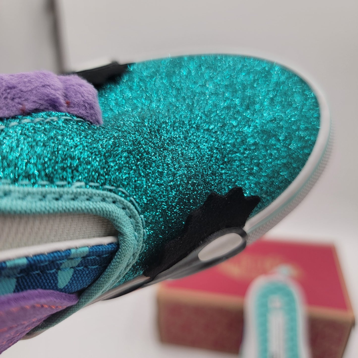 Vans Kids Classic SlipOn Aqua Sky Mermaid Glitter Toddler Size 1 US w/ Box5