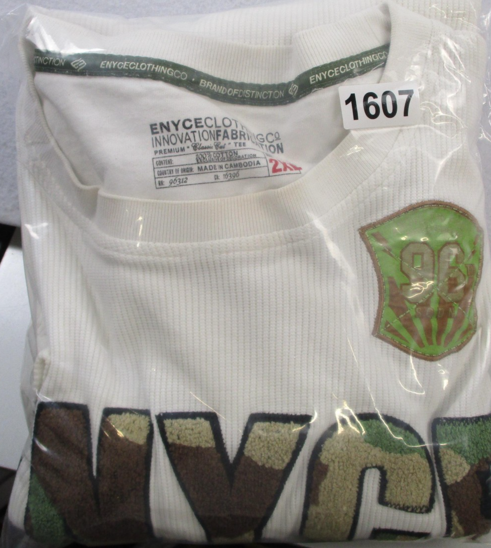 Enyce Shirt Mens 2XL White Camo Logo Thermal Waffle Knit Long Sleeve Tee