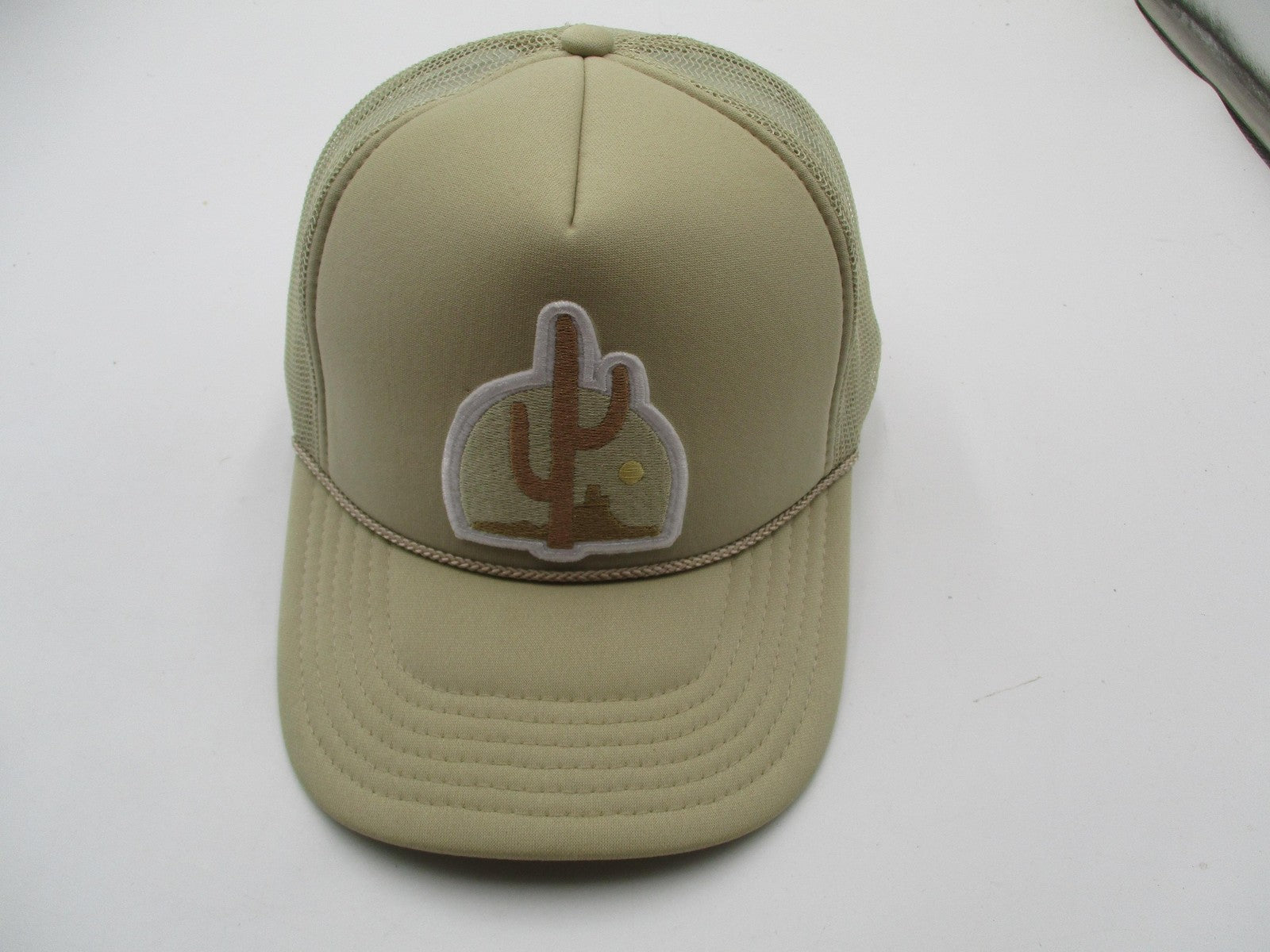 Otto Cactus Desert Hat Cap Snap Back Mens One Size Beige Trucker Mesh Patch2