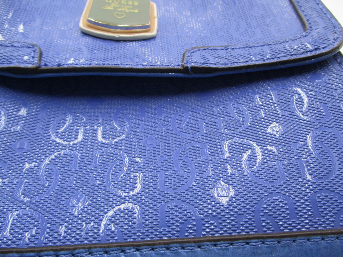 Guess Crossbody Bag Womens Small Blue Logo Faux Leather Magnetic Flap Purse2