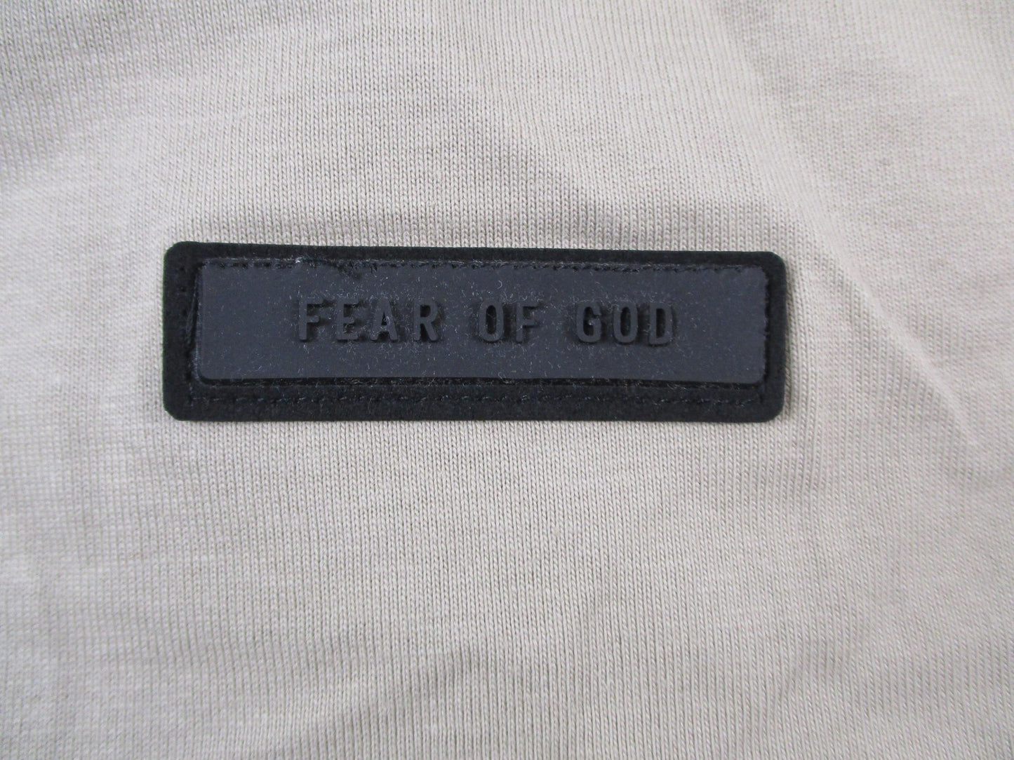 Fear Of God Essentials Shirt Mens Large Beige Mock Neck Logo Streetwear Tee 134310