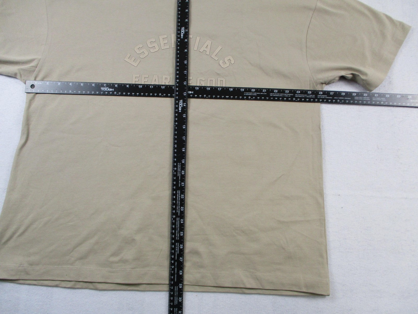 Fear Of God Essentials Shirt Mens Large Beige Mock Neck Logo Streetwear Tee 13436
