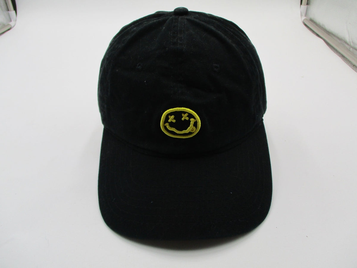 Nirvana Hat Cap Strap Back Mens One Size Black Smiley Face Rock Band Logo1