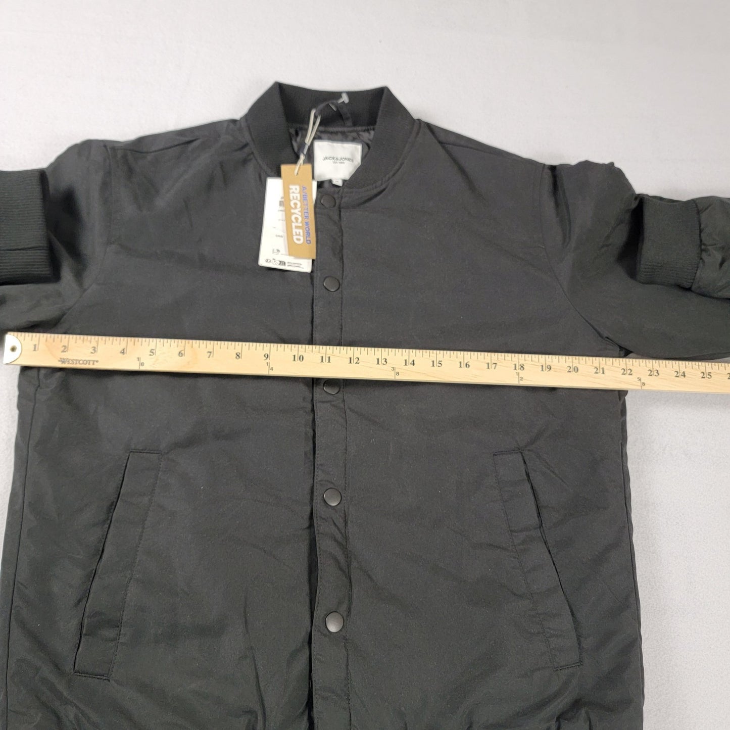 Jack & Jones JJWarrior College Full Zip Mens Bomber Jacket Black Sz M NWT