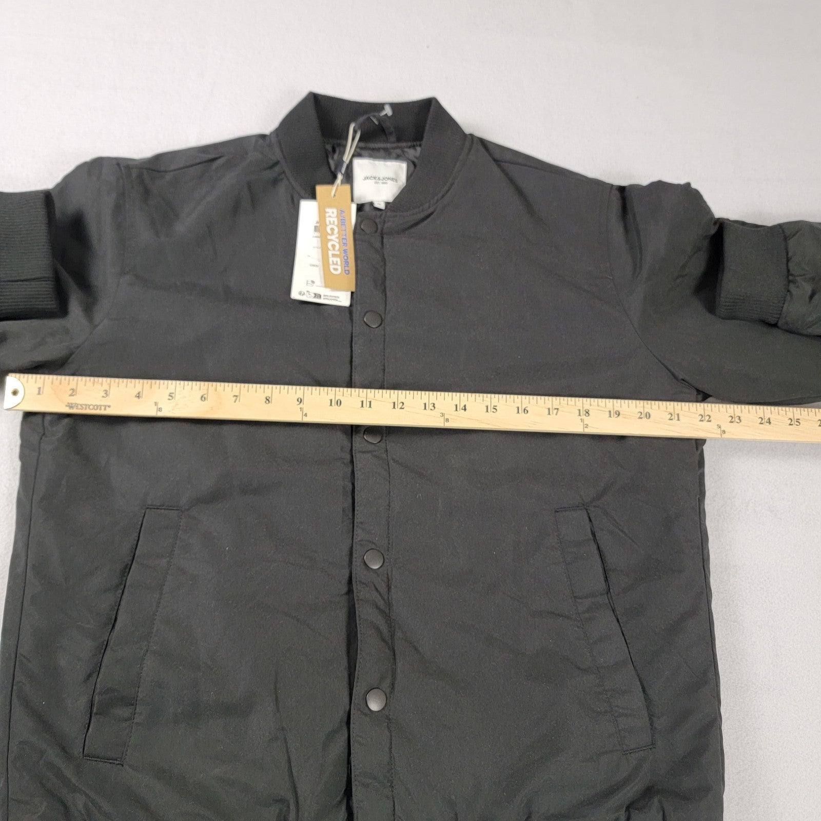 Jack & Jones JJWarrior College Full Zip Mens Bomber Jacket Black Sz M NWT