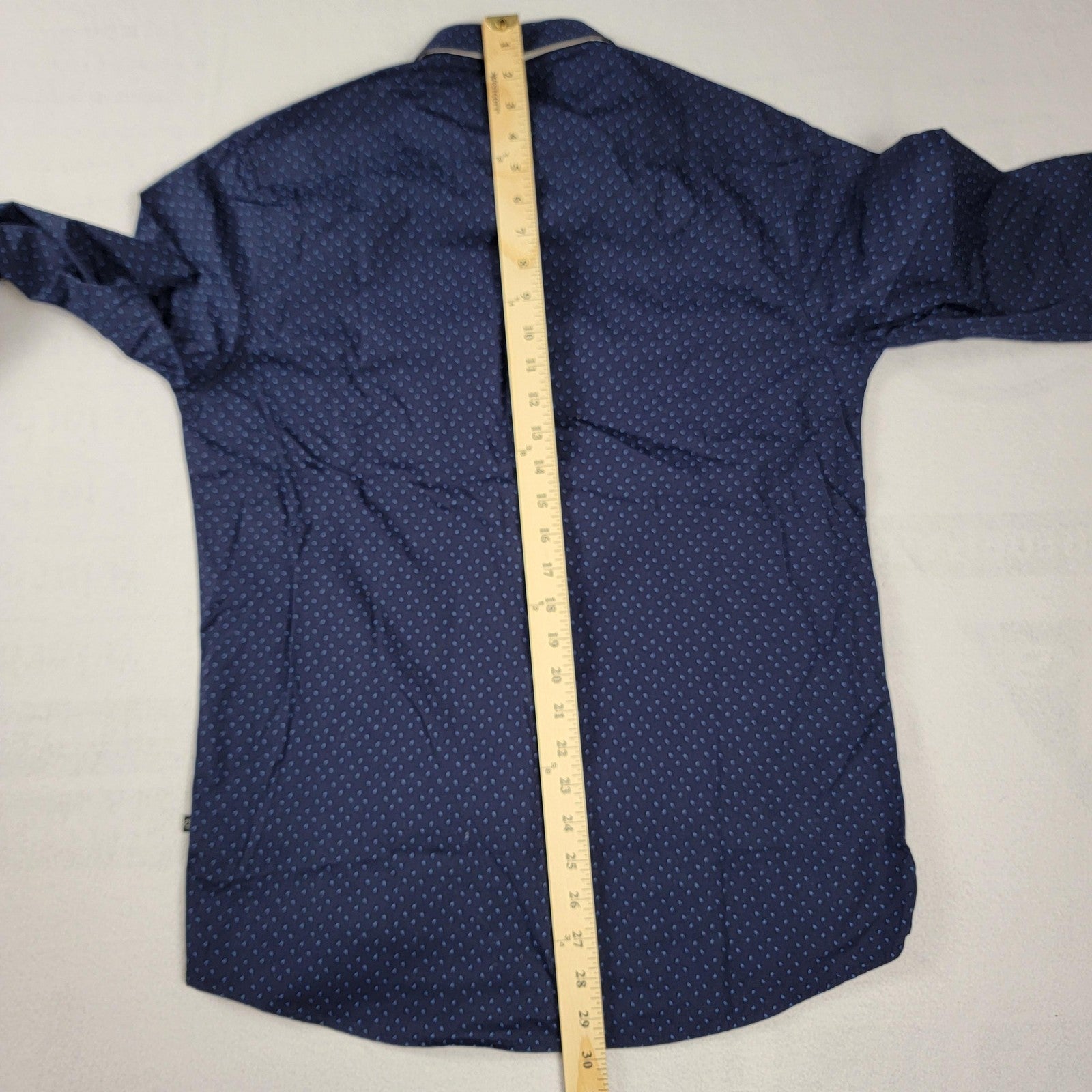 Indigo Star Shirt Mens Small Navy Sans Long Sleeve Button Up Patterned Dress 6066