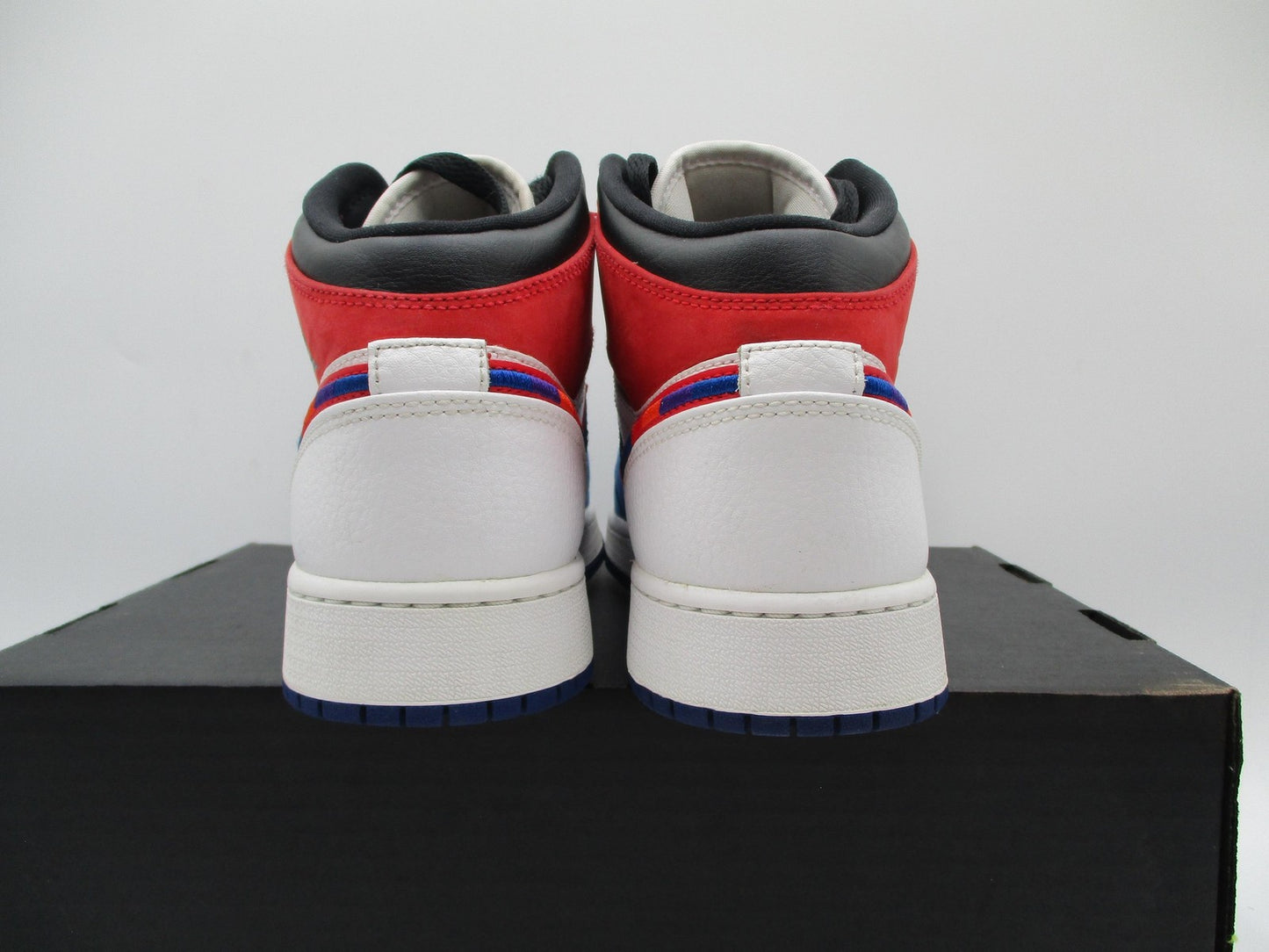 Nike Air Jordan 1 Mid SE GS Shoes Youth 6.5Y White Blue Red Basketball (1E5)7