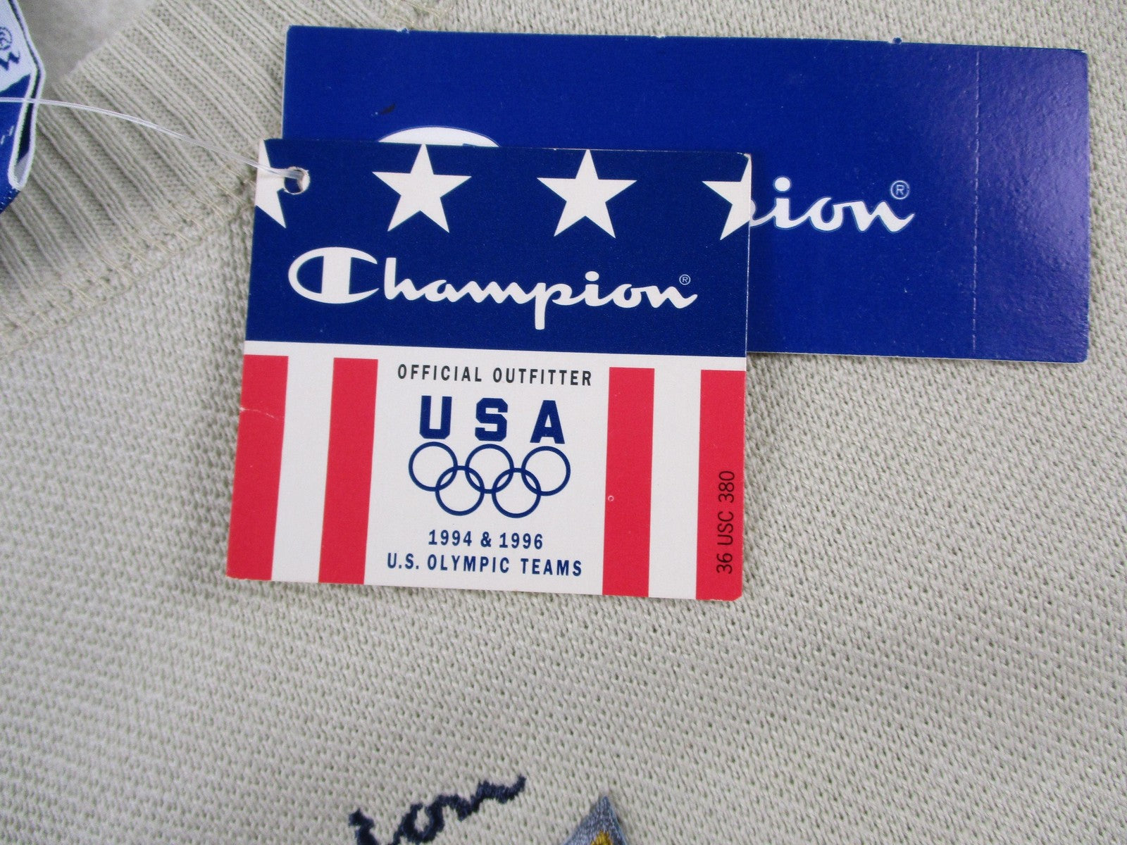Vintage Champion Sweatshirt Mens Large Beige USA Olympic Fleece Crewneck NWT4