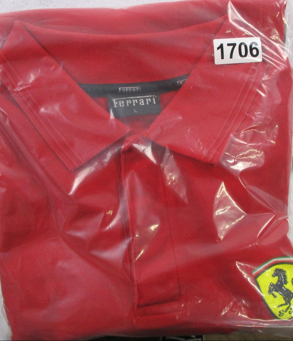 Ferrari Shirt Mens Large Red Formula 1 Racing Polo SF Shield Patch Logo11