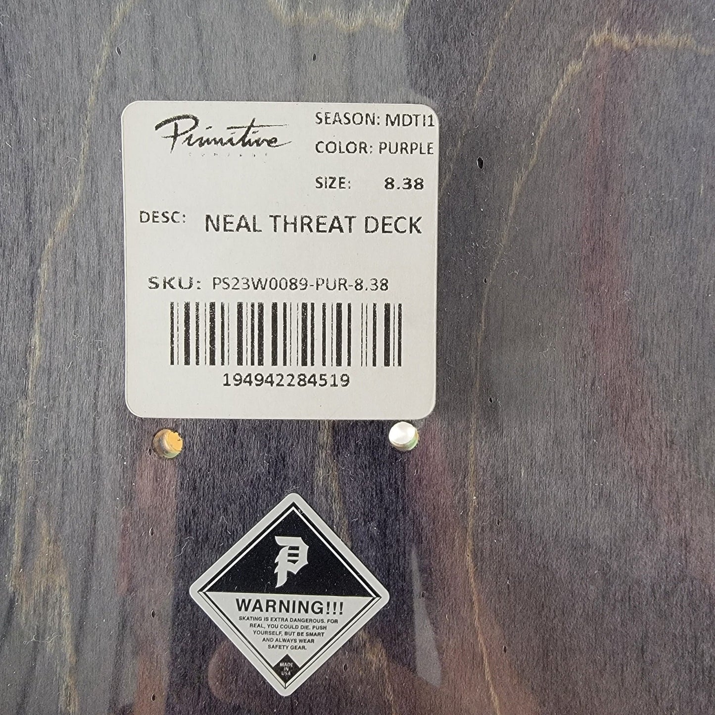 Primitive Skateboard Deck Megadeth Neal Threat 8.38" x 31.88"8