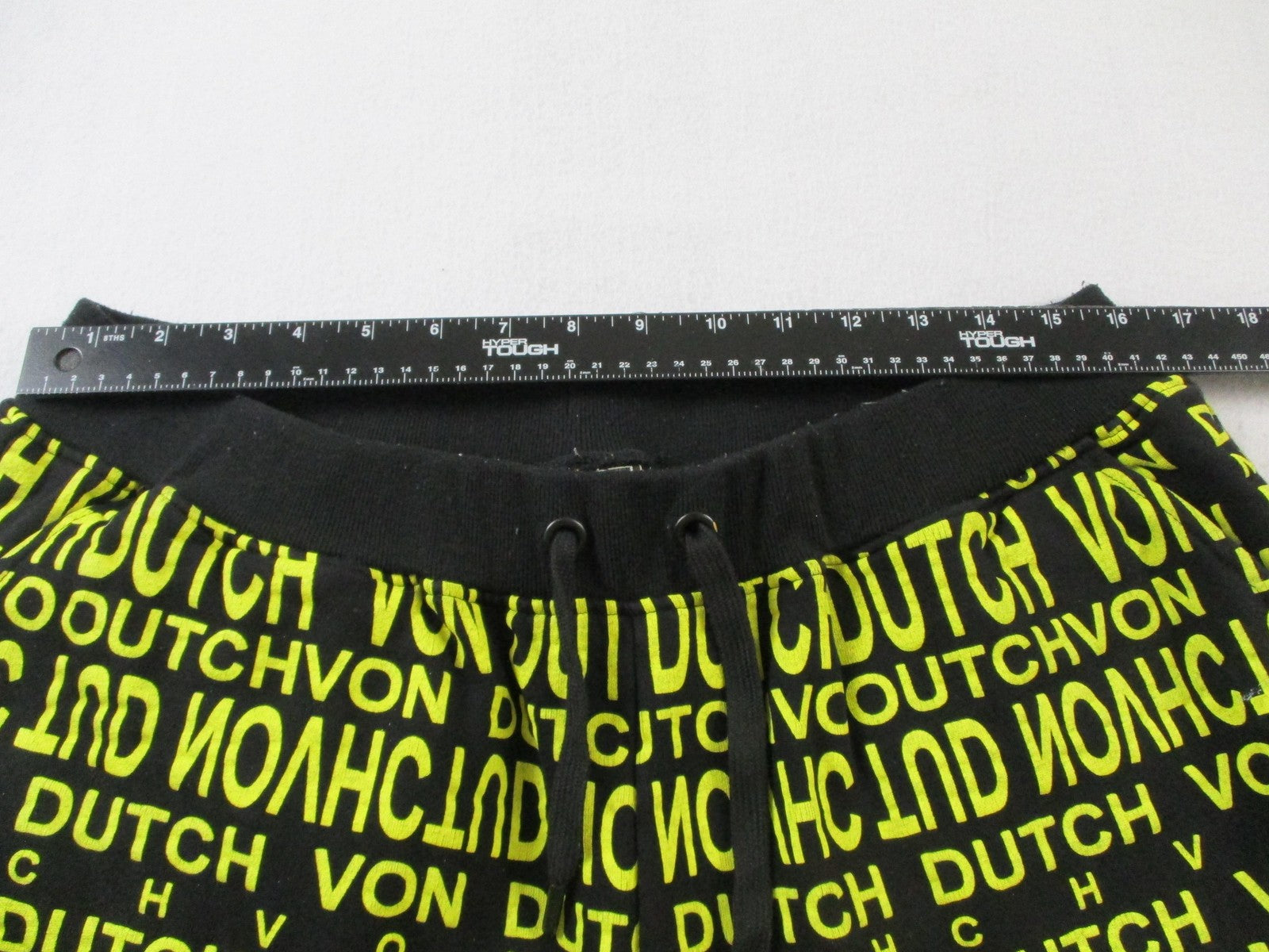 Von Dutch Pants Mens Large Black Neon All Over Logo Joggers Sweatpants 14286