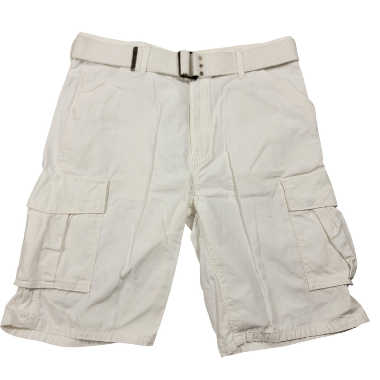 Levi’s Men’s 38 Cargo Shorts White Belted 100% Cotton Utility Pockets Casual0