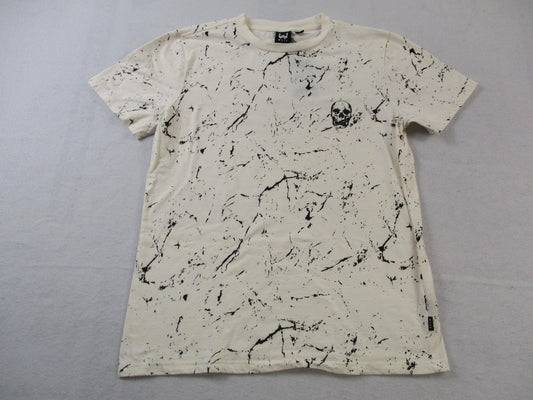 WXYZ Shirt Mens Medium White Skull Graphic Marble Splatter Allover Print Tee0