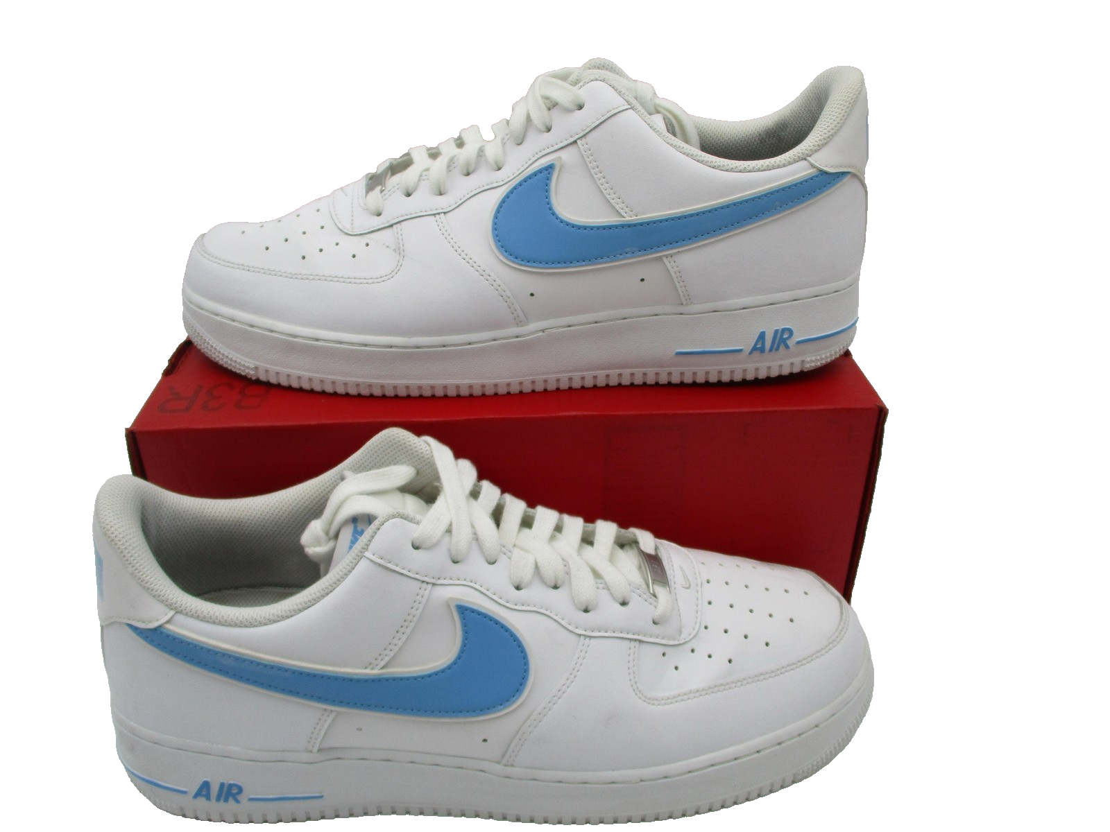 Nike Air Force 1 Low Shoes Men Sz 14 White Blue Leather Low Top AF1 Classic 1E71