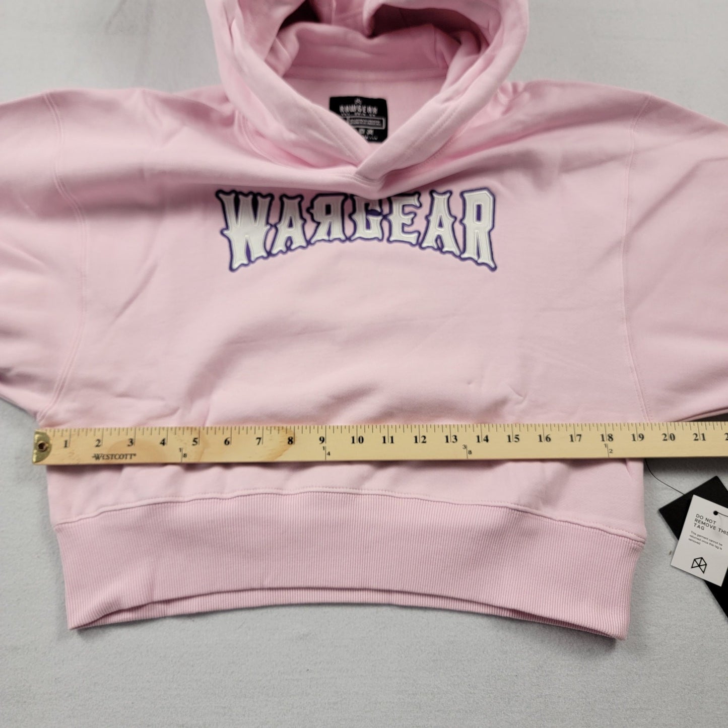 RawGear Pink Cropped Hoodie L Womens WarGear Logo Embroidered NWT