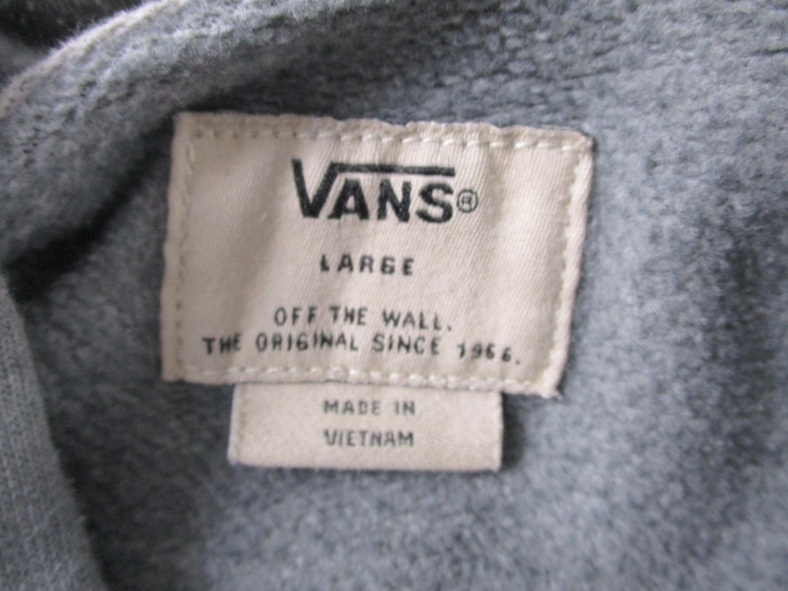Vans Hoodie Mens Large Gray Pullover Fleece Sweatshirt CA NY Since 1966 Logo4