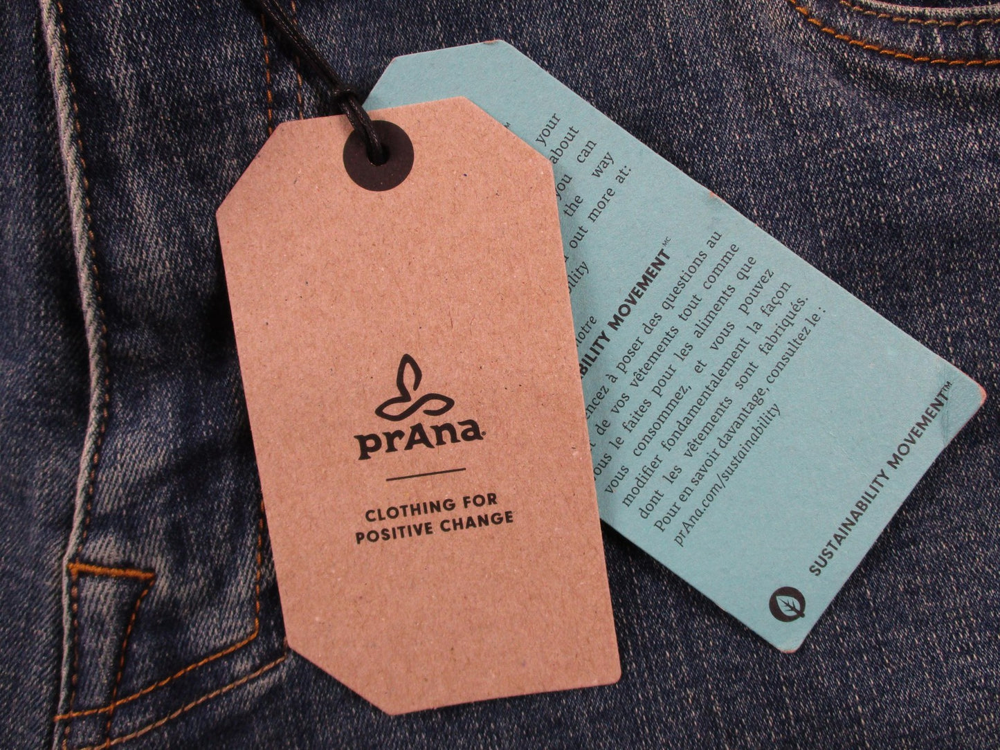 PrAna Axiom Jeans Mens 34x30 Blue Antique Stone Wash Straight Leg Stretch Denim3
