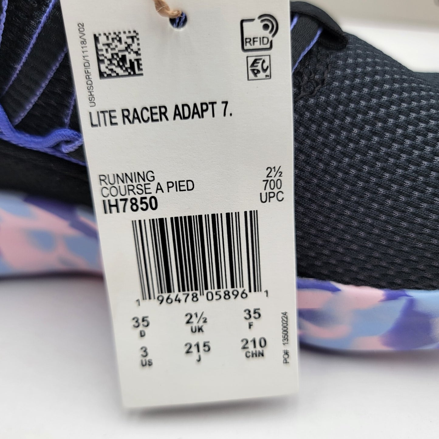 Adidas Kids Sz 3 Lite Racer Adapt 7 Running Slip On Tie Dye Blue Purple Sneaker8