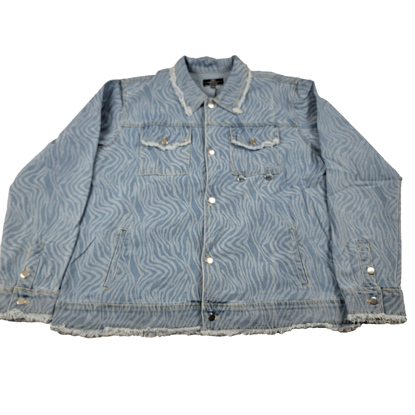 The Hideout Clothing “Coming of Age” Denim Jacket XXL Light Blue Zebra NWT