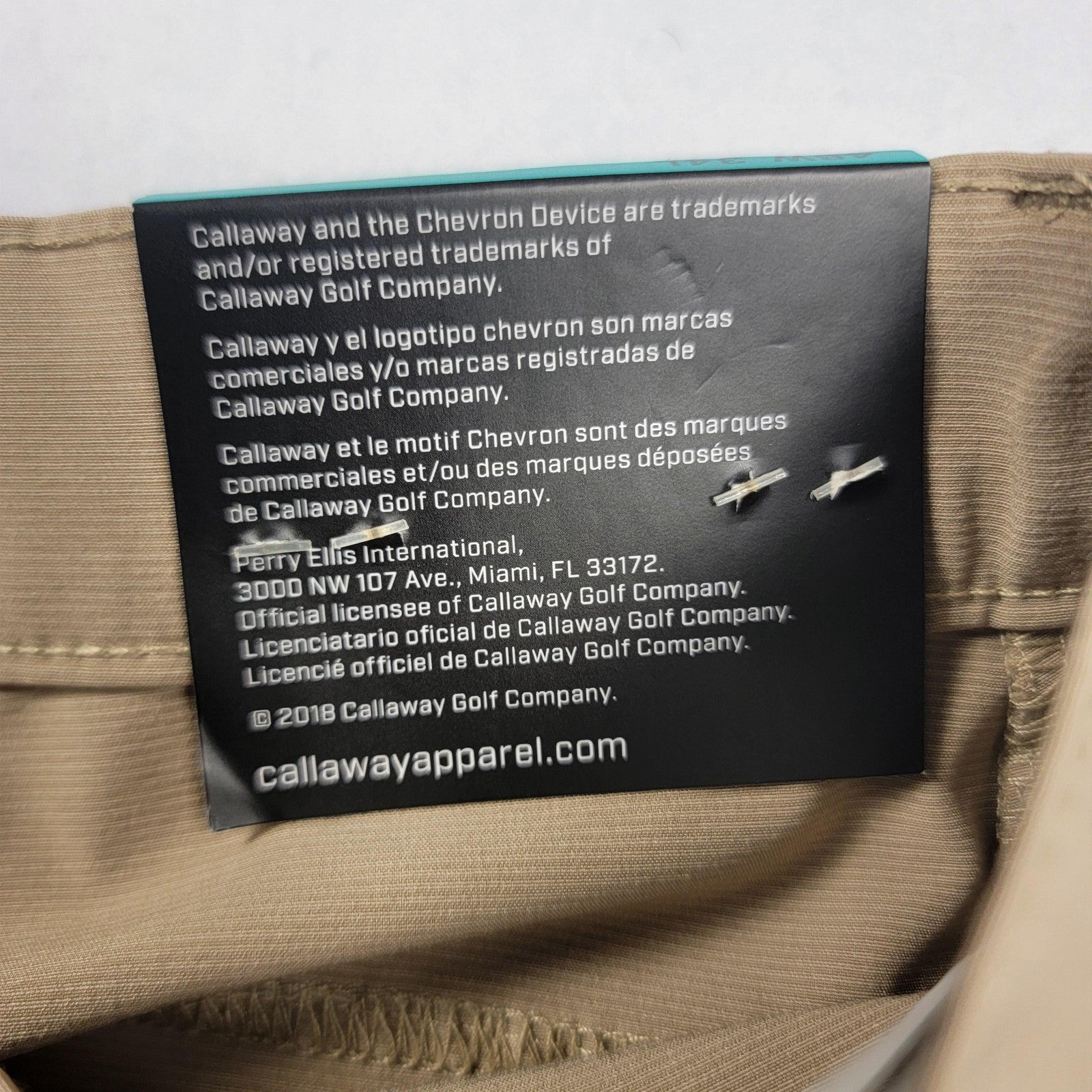Callaway Pants Men 46x34 Khaki Golf OptiDri Stretch Lightweight Performance 9899