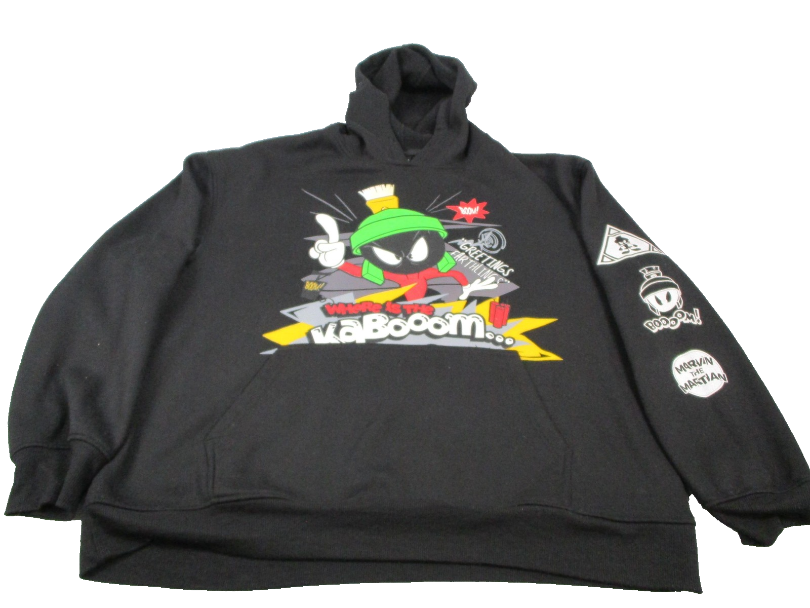 Looney Tunes Marvin the Martian Hoodie Mens 3XL Black Cartoon Graphic