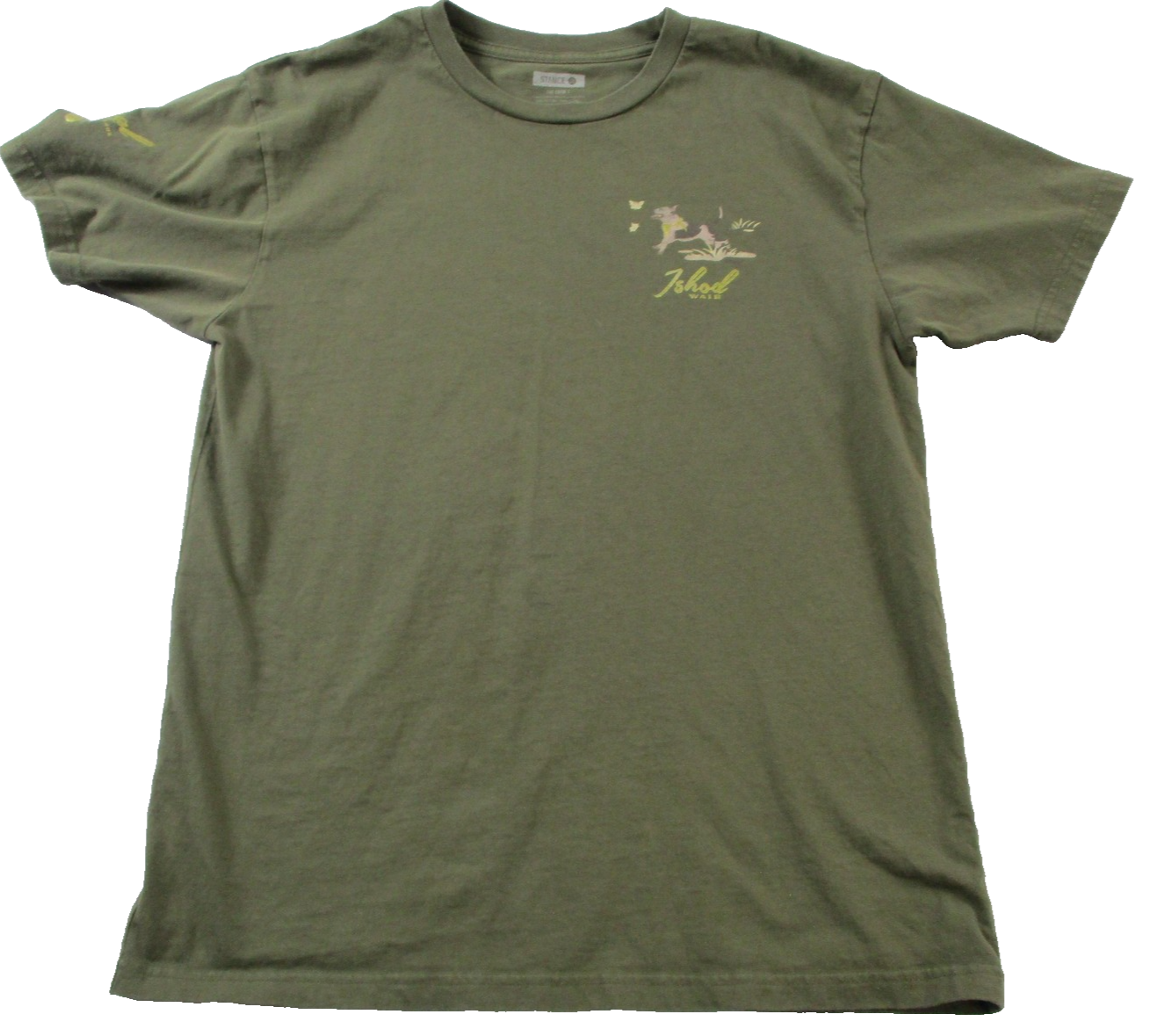 Stance Ishod Wair Real Skateboards Shirt Mens Medium Green Dog Graphic Tee 15570