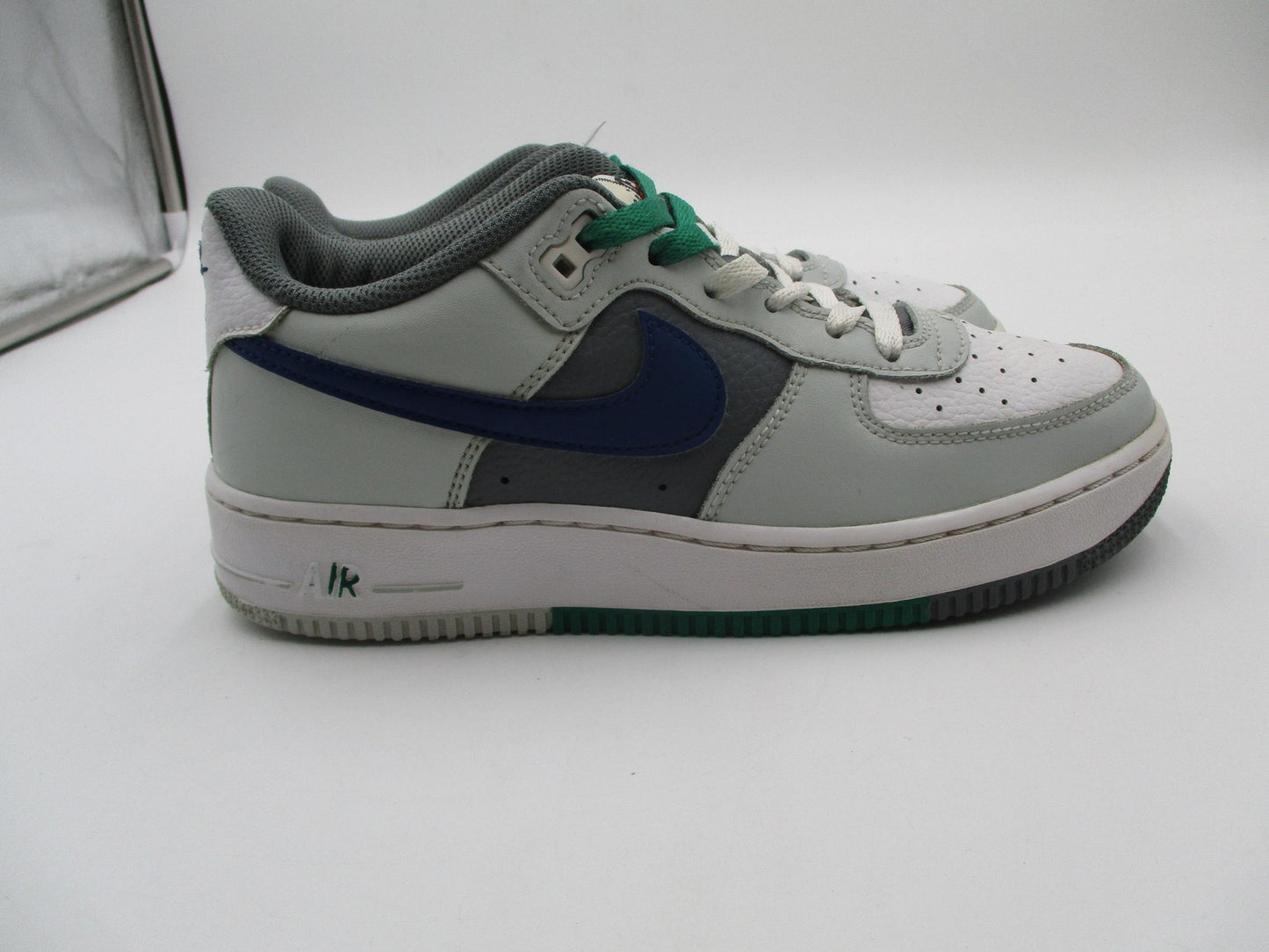 Nike Air Force 1 Low Shoes Youth Size 6Y Gray Green Blue Sneakers FB9035-0016