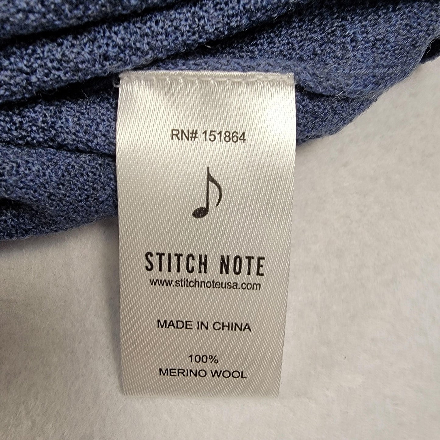 Stitch Note Sweater Mens Small Blue Merino Wool Melange Crewneck Pullover 6138