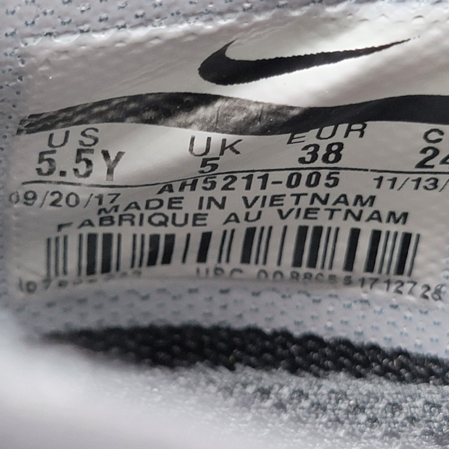 Nike Air Max 90 EZ GS 'Black White' Sz 5.5Y AH52110058