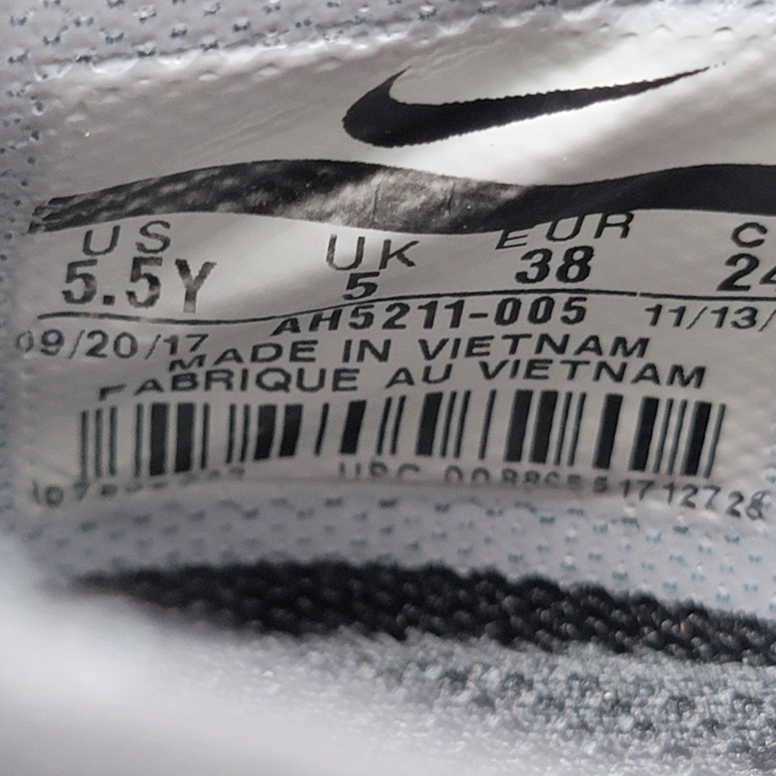 Nike Air Max 90 EZ GS 'Black White' Sz 5.5Y AH52110058