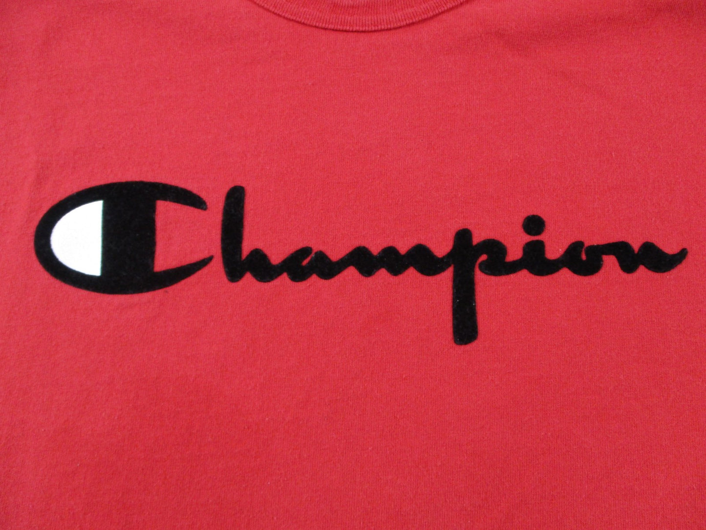 Champion Shirt Mens XL Red Script Logo Graphic Tee Short Sleeve Cotton Top1