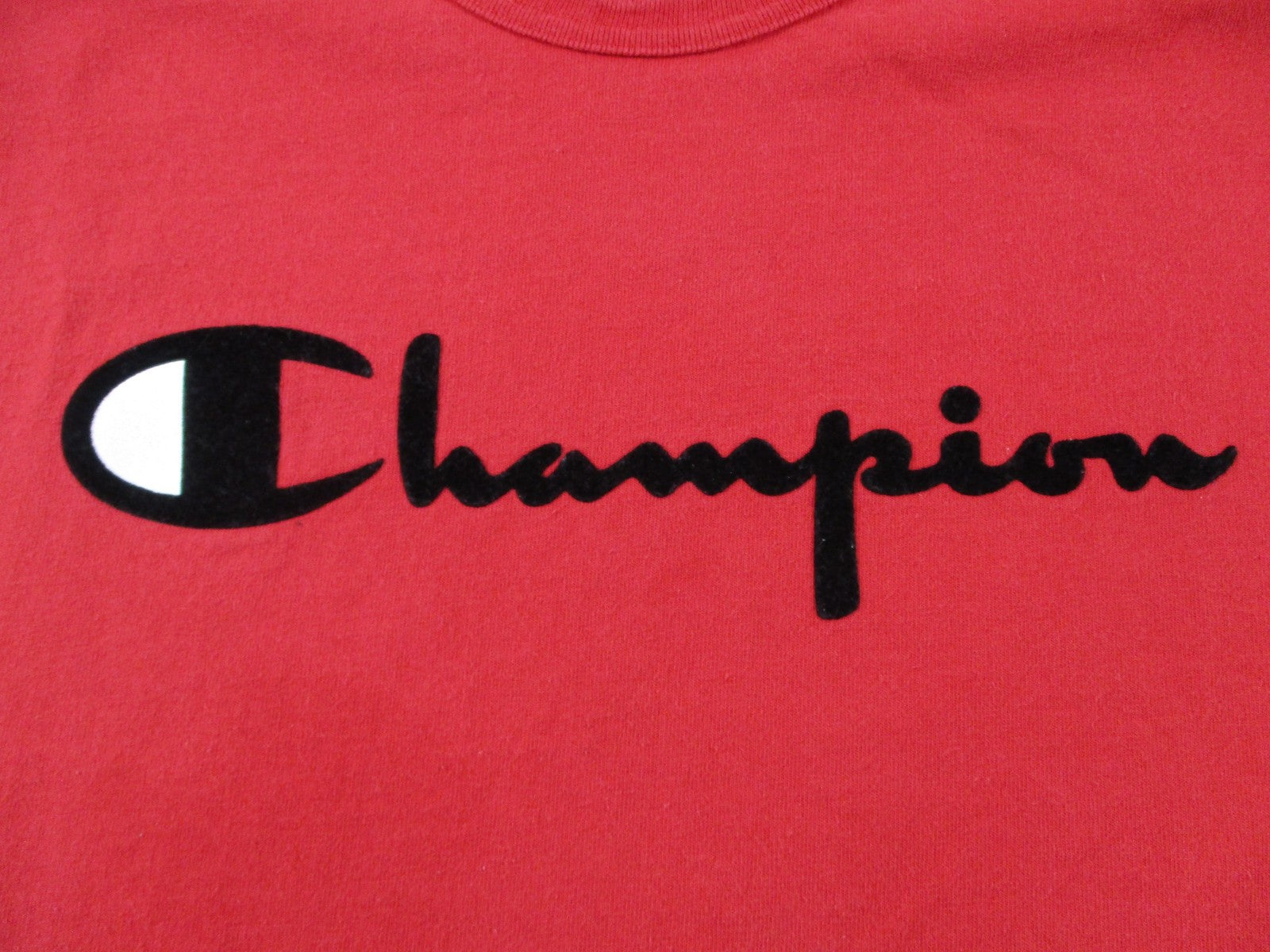 Champion Shirt Mens XL Red Script Logo Graphic Tee Short Sleeve Cotton Top1