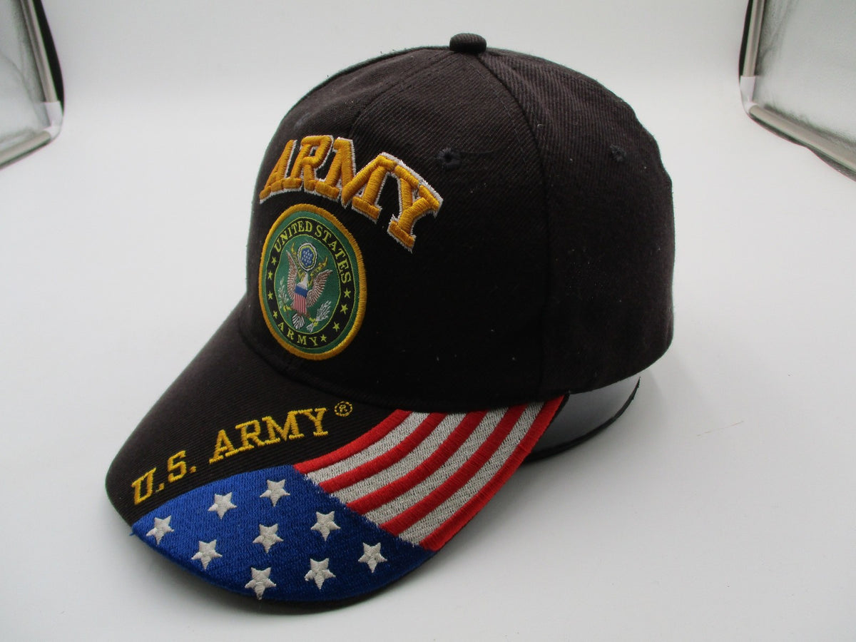 U.S. Army Hat Cap Strap Back Mens One Size Black Flag Stars USA Patriotic3